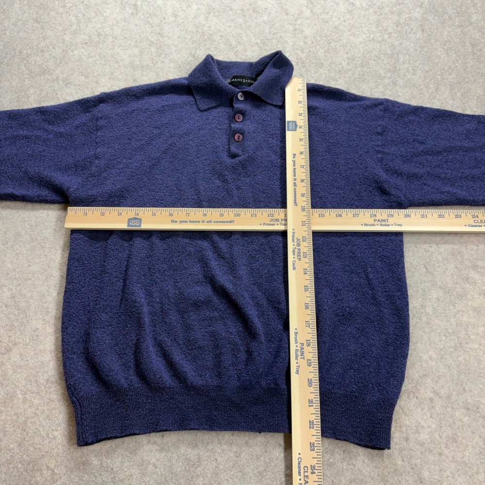 Vintage Men's Purple Wool Blend Boucle Knit Long Sleeve Polo Sweater Size Medium - Picture 5 of 7